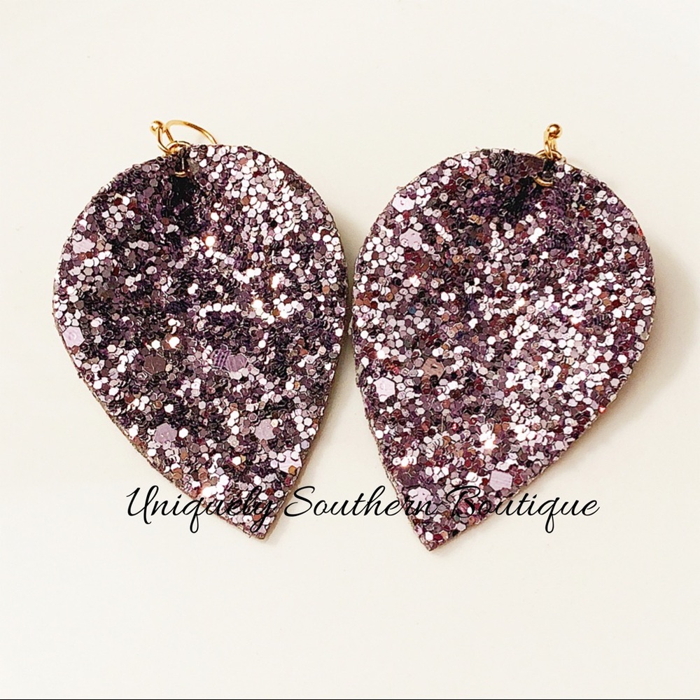 Faux leather glitter earrings